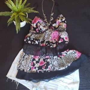 Express black and pink layered tank